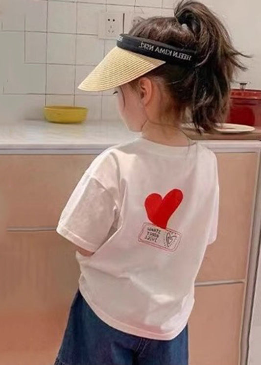 Vogue White Print Patchwork Kids T Shirt Short Sleeve YU1080