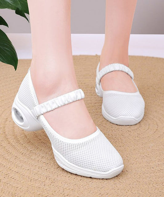 Breathable Buckle White Mesh Sport Shoes Chunky Strap