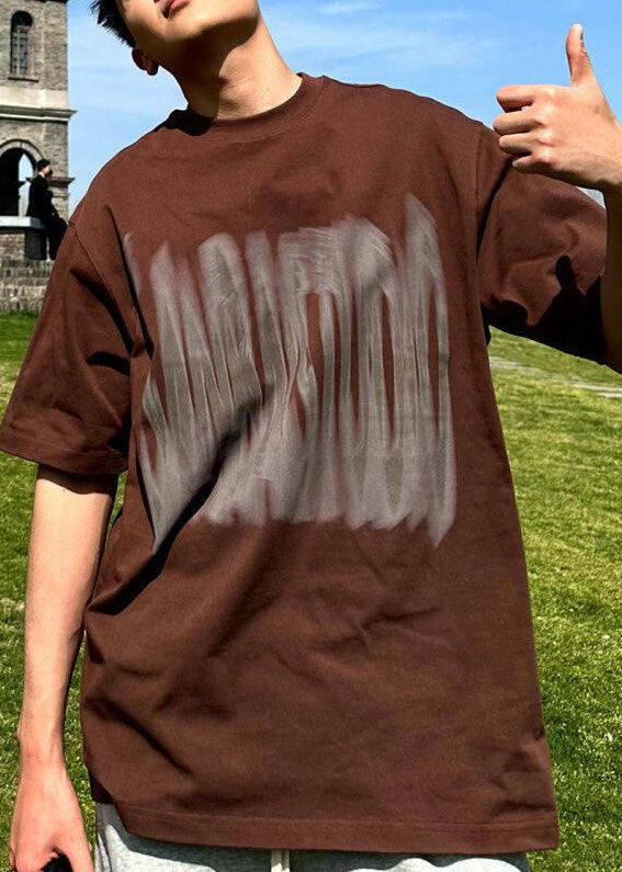 Summer O T Shirts Men Letter Neck Cotton White