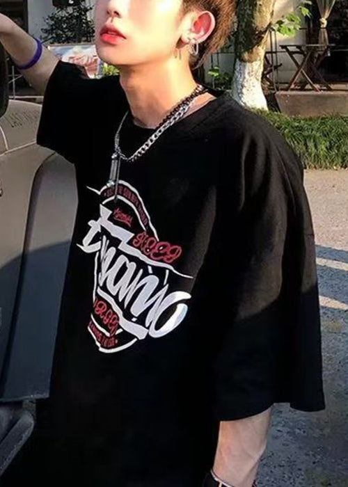 Cozy White T Summer Neck O Letter Shirt Cotton Men