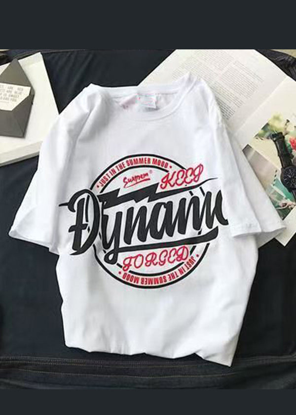 Cozy White T Summer Neck O Letter Shirt Cotton Men