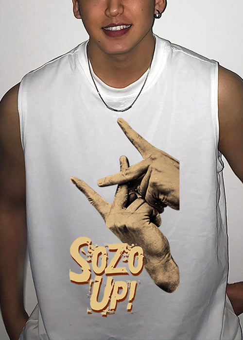 Tank White Summer O Neck Print Mens Cotton