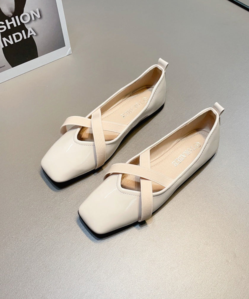 Flat Splicing Leather Cross Shoes For Red Faux Wine Women Strap