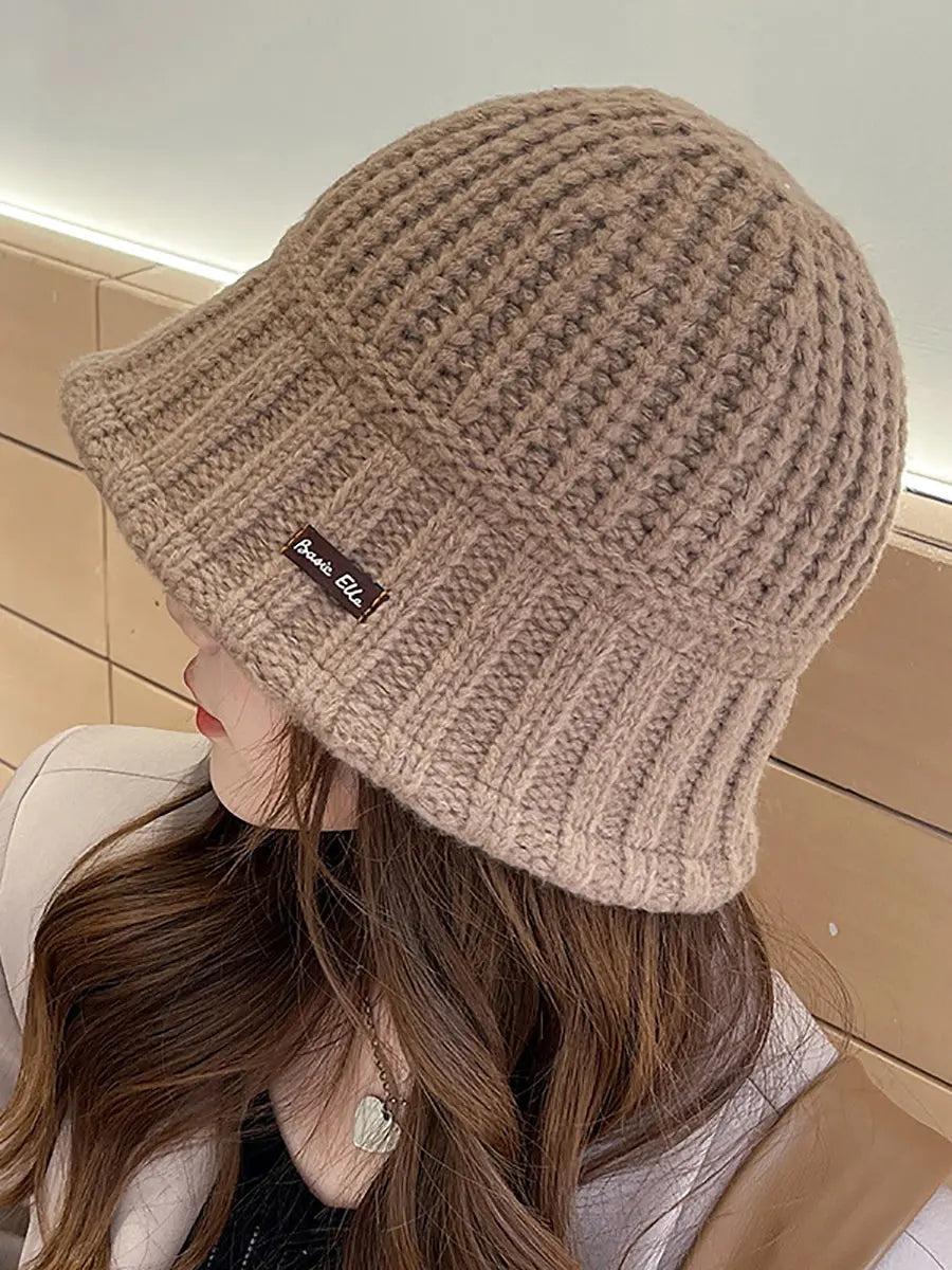 Winter Pure Color Fashion Knitted Patch Warm Hat Ada Fashion