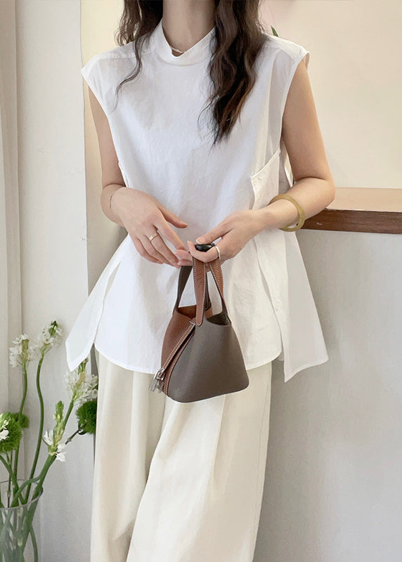 Shirt T Women Collar Asymmetrical Apricot Sleeve Short Stand