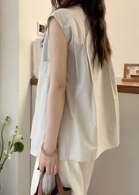 Shirt T Women Collar Asymmetrical Apricot Sleeve Short Stand