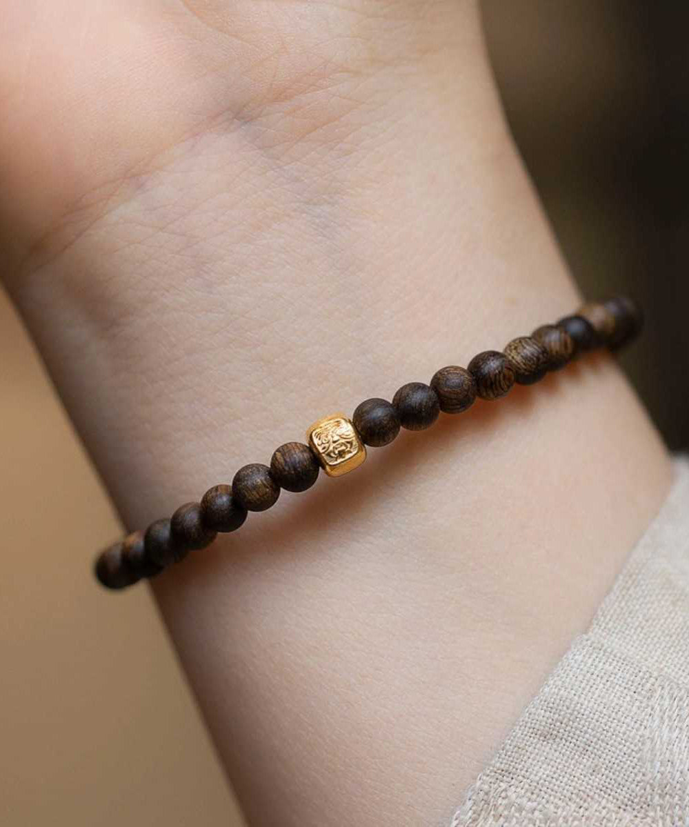 Sterling Women Brown Bracelet Overgild Silver Beads