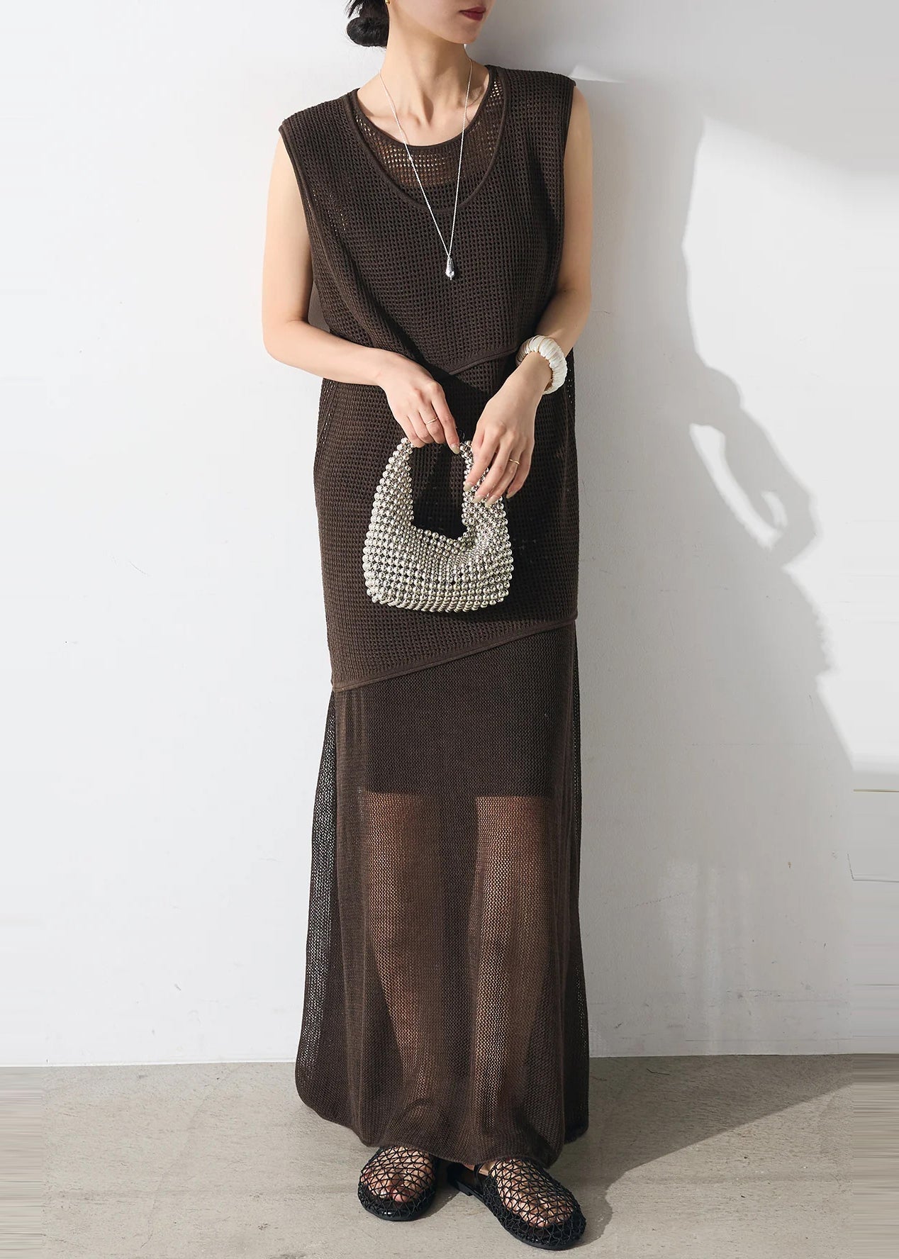 Asymmetrical Two Clothing Tulle Set Piece Women Chocolate