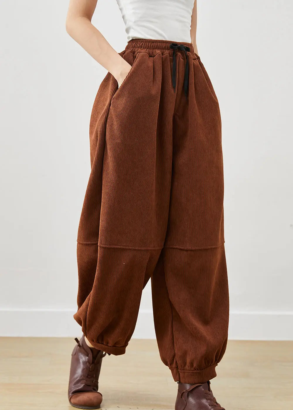 Women Coffee Oversized Corduroy Harem Pants Winter Ada Fashion