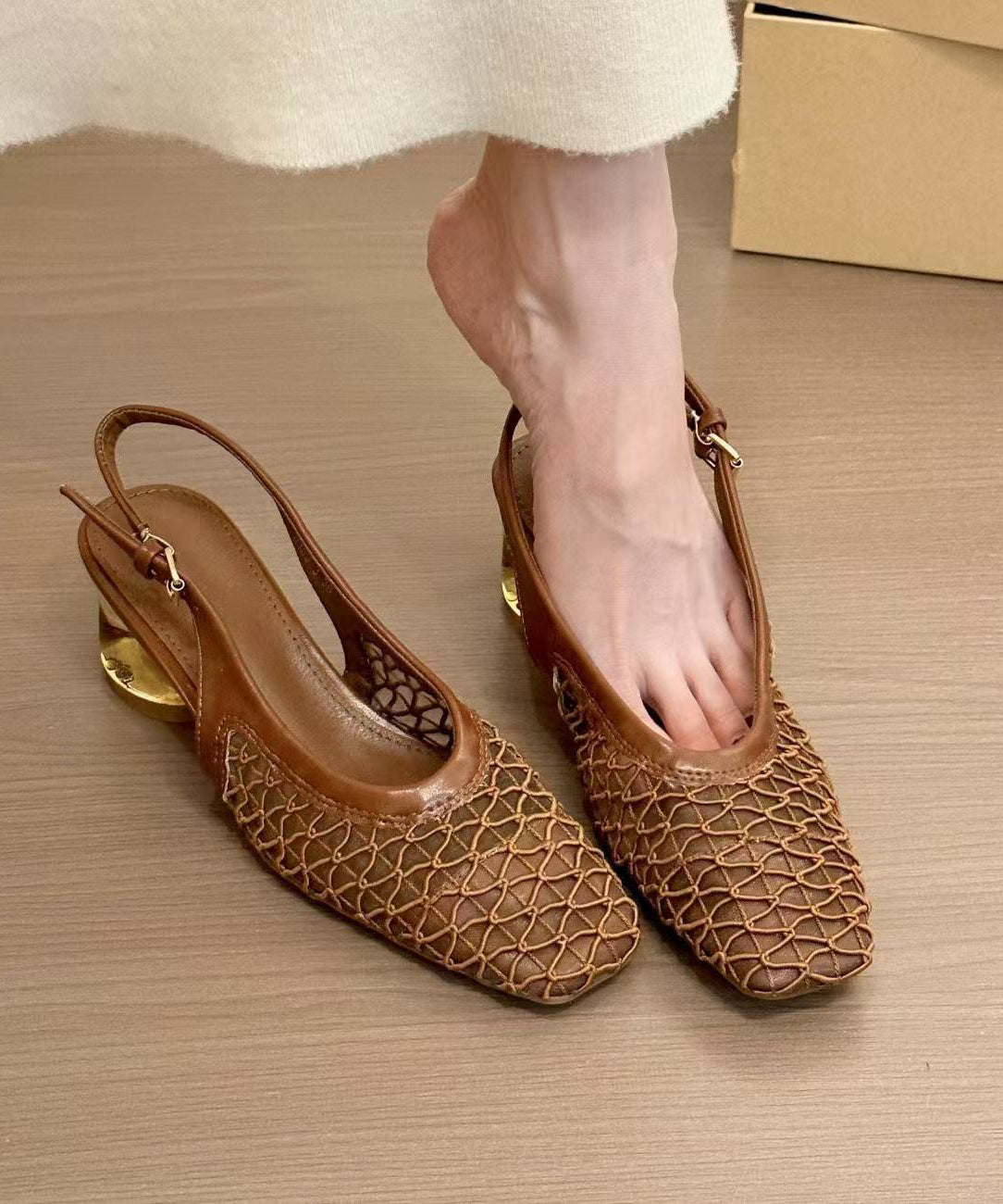 Splicing Women Sandals Brown Chunky Comfy