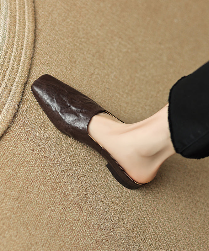 Slide Toe Women Comfy Brown Splicing Sandals Square