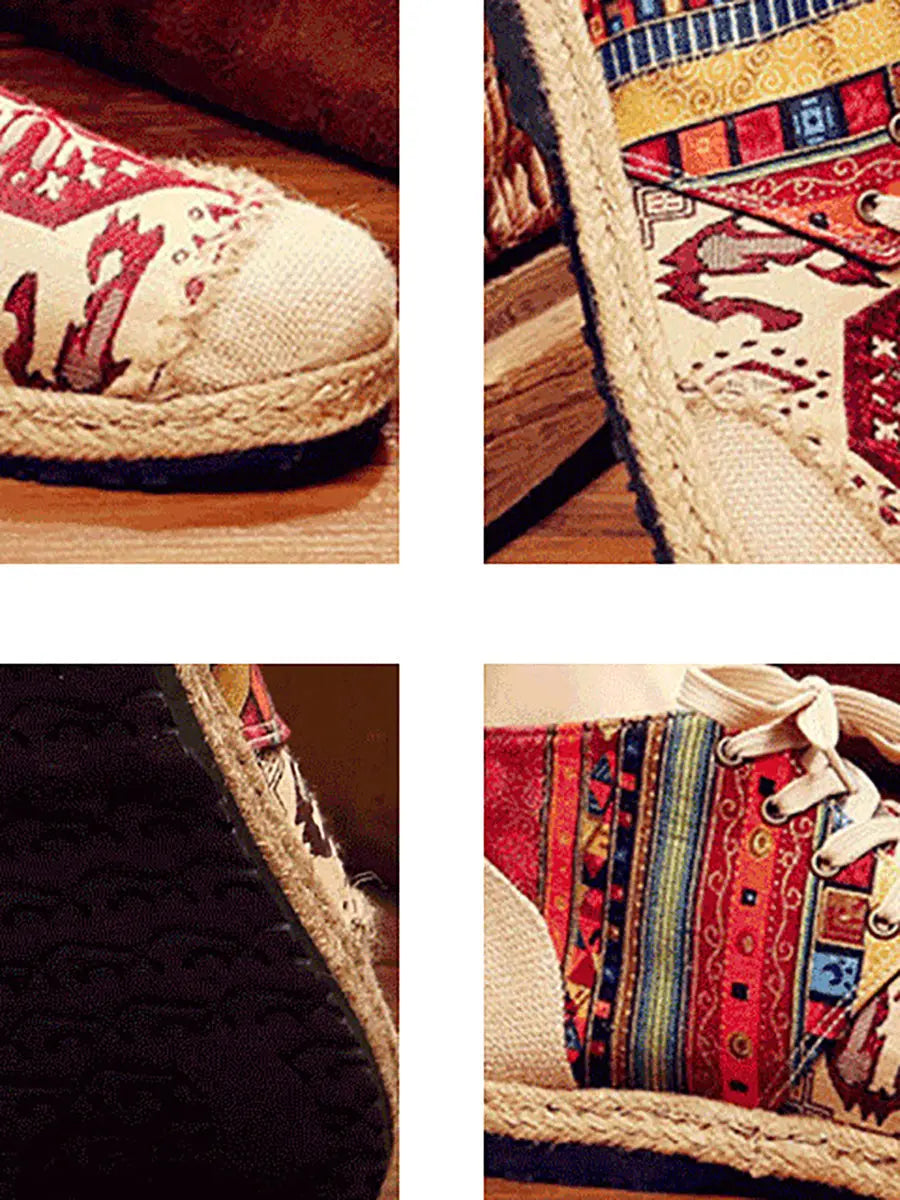 Women Ethnic Spliced Linen Embroidery Shoes Ada Fashion