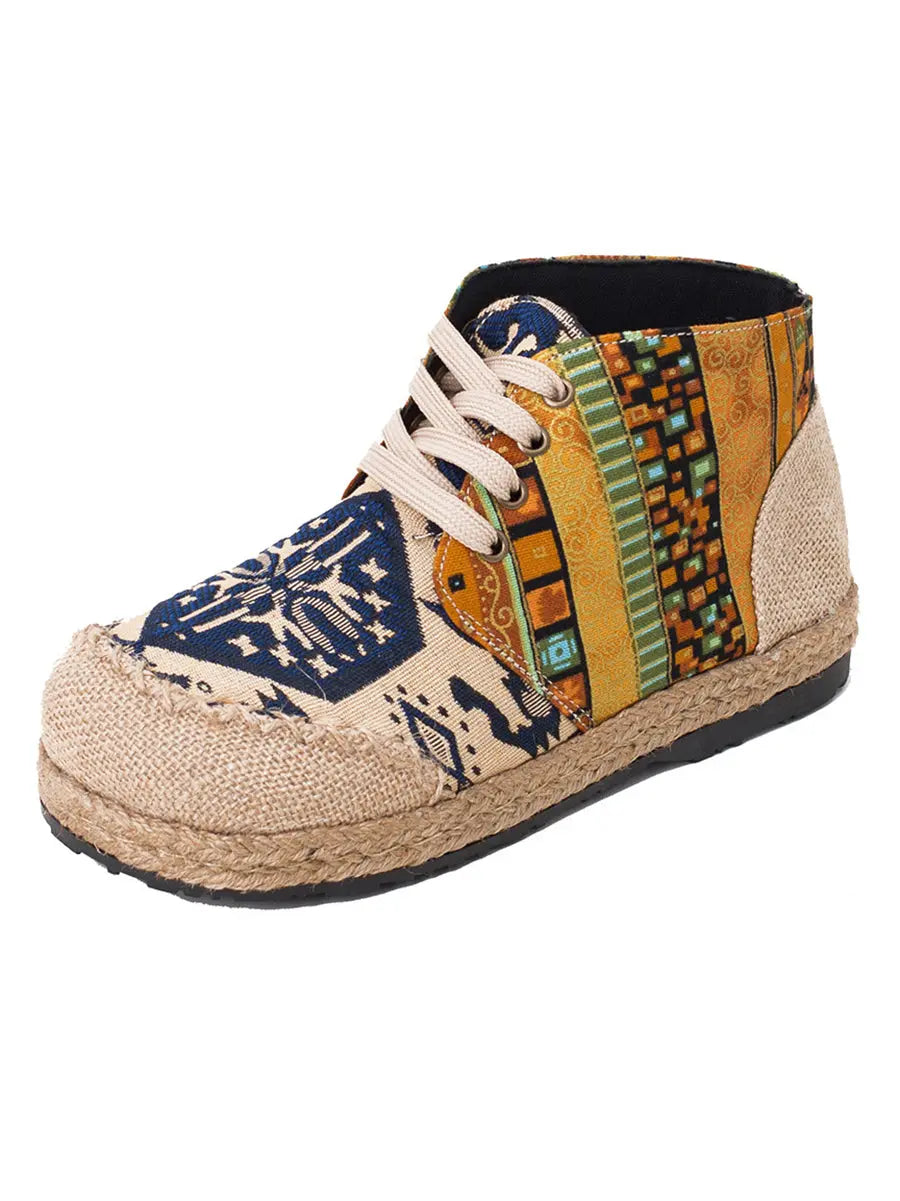Women Ethnic Spliced Linen Embroidery Shoes Ada Fashion