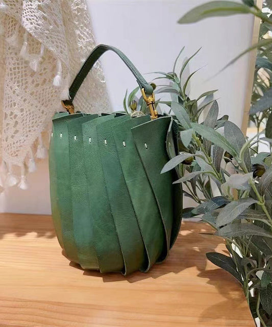 Sac messager en cuir de veau patchwork vert pour femme MM039