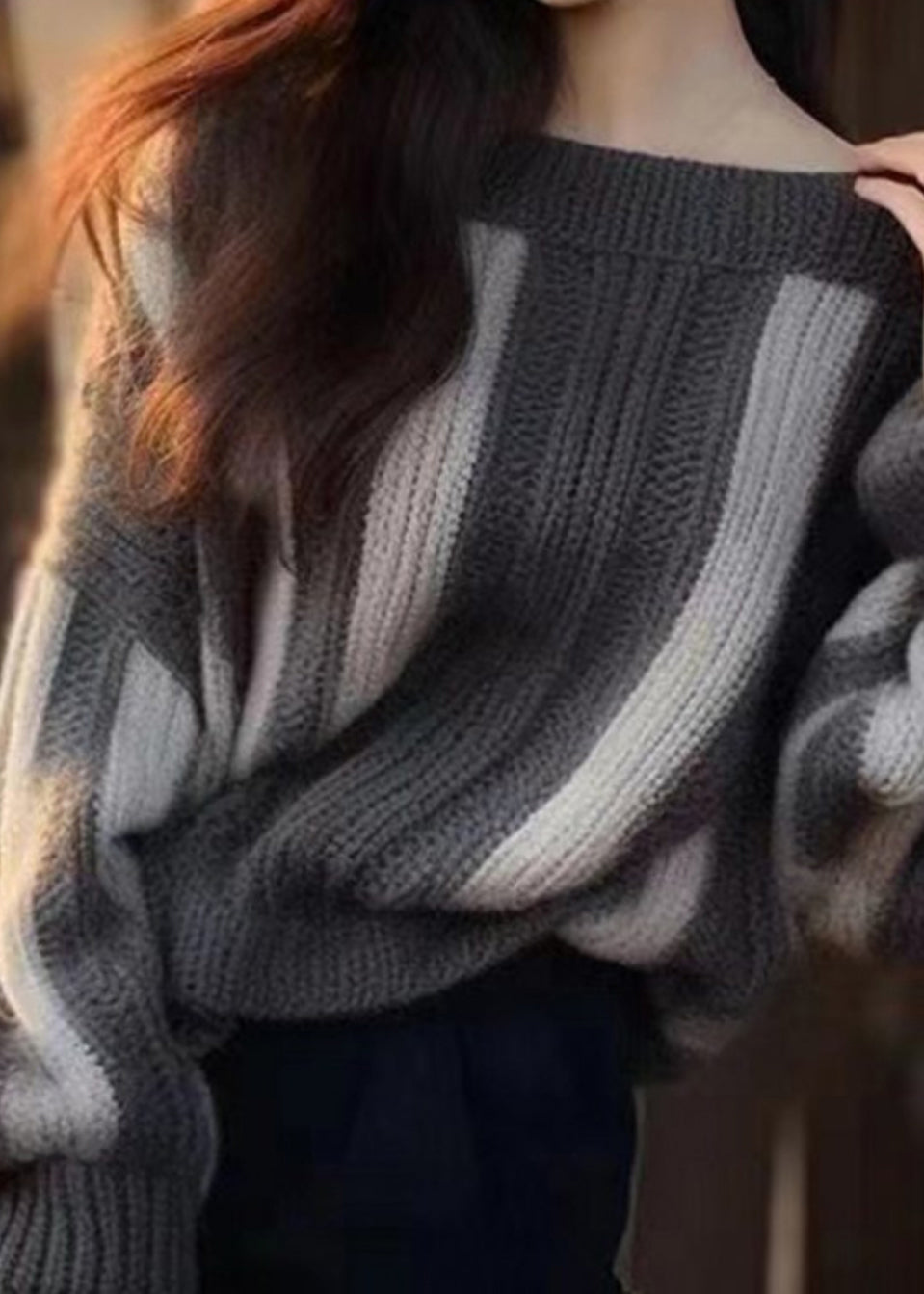 Women Grey Original Design Cozy Knit Sweater Winter WX005