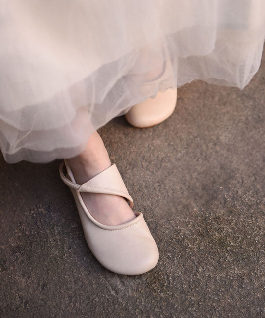 Out Sandals Cowhide Beige Leather Hollow Water Women