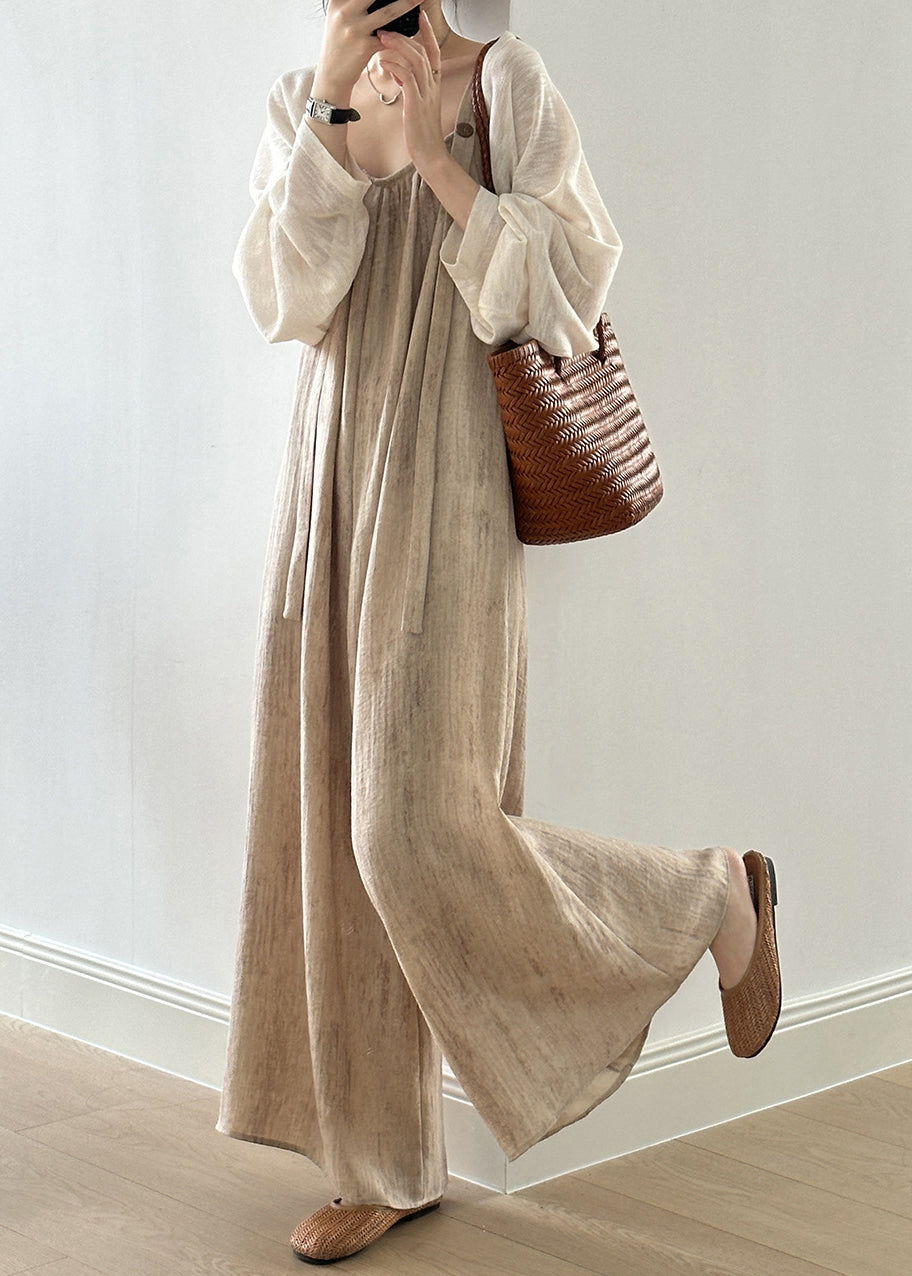 Women Linen Button Pockets Linen Jumpsuit Sleeveless YH002