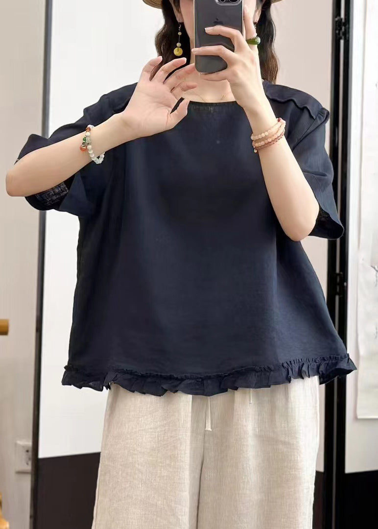 Sides Women Summer Shirt Wear Both Ruffled Linen On