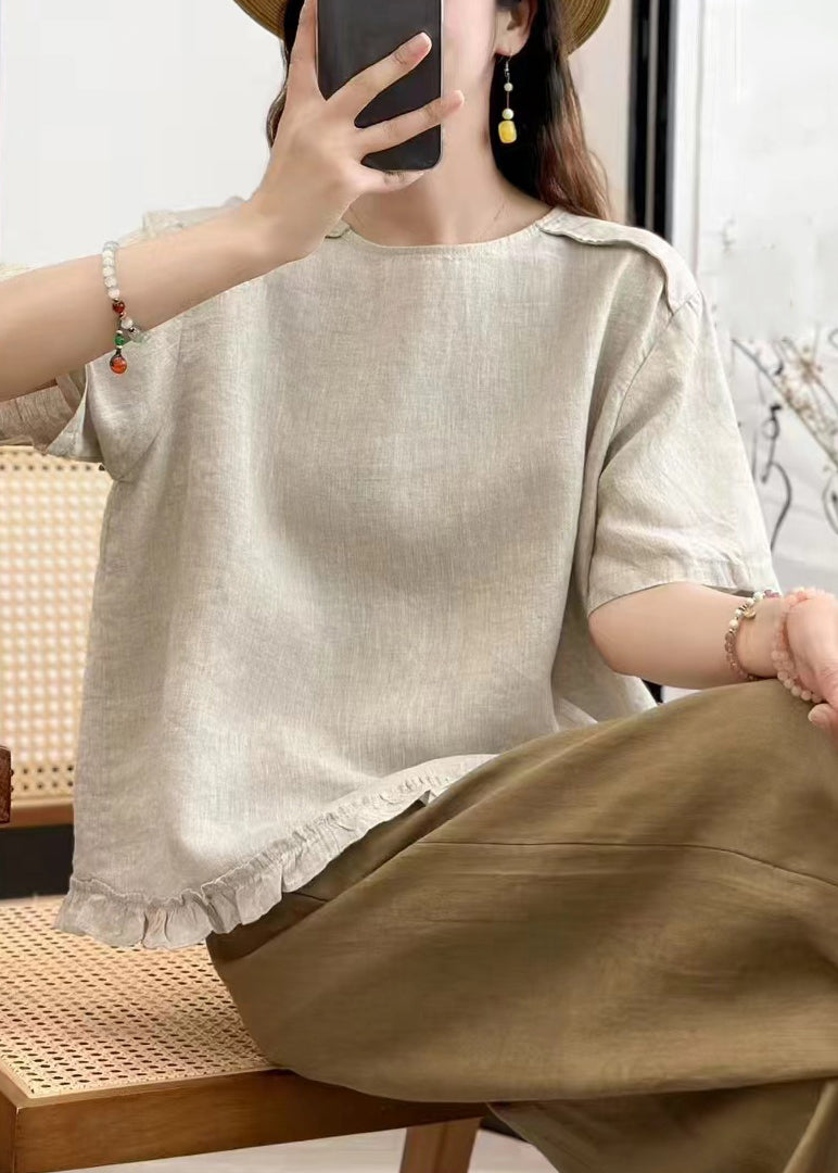 Sides Women Summer Shirt Wear Both Ruffled Linen On