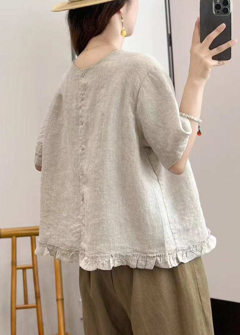 Sides Women Summer Shirt Wear Both Ruffled Linen On