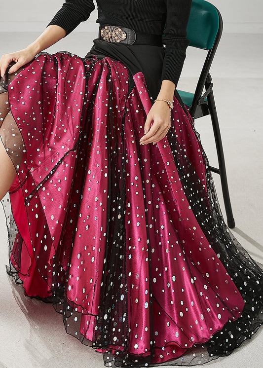 Women Mulberry Zircon Patchwork Tulle Skirts Spring YU1021