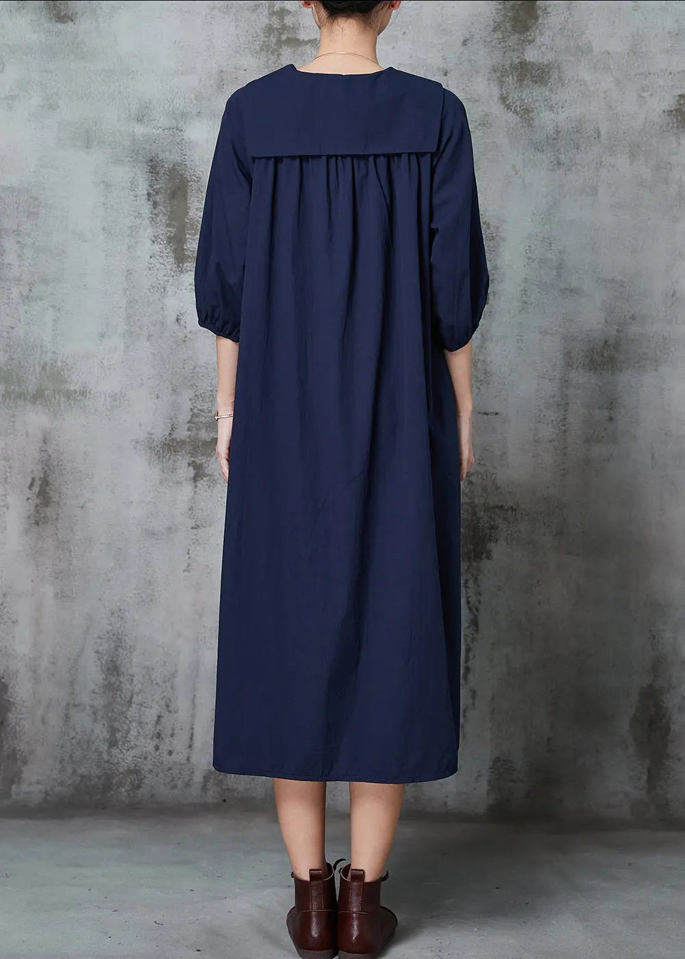 Women Navy Oversized Cotton Maxi Dresses Summer JK1007 Ada Fashion