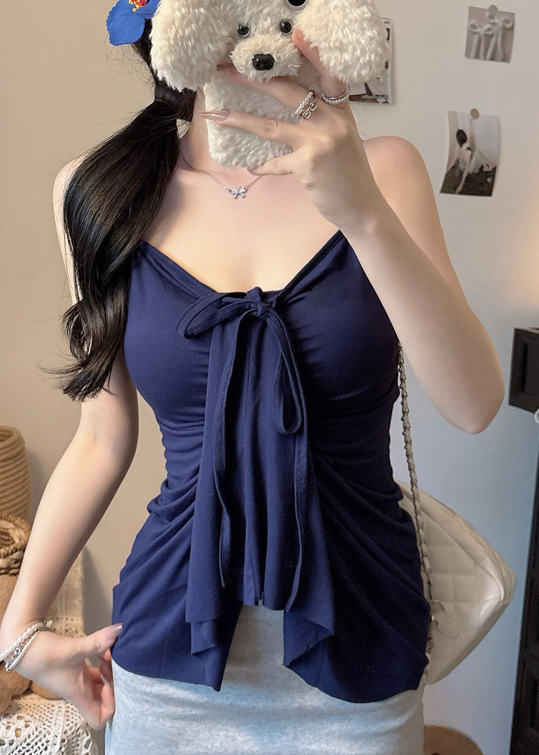 Fit Vest Navy Women Beach Silm Cotton Summer