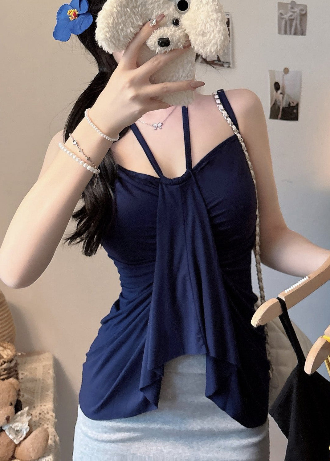 Fit Vest Navy Women Beach Silm Cotton Summer