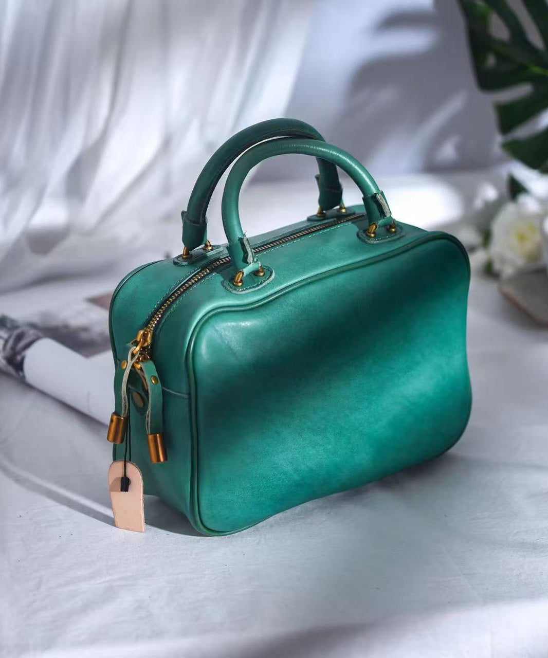 Women Doctor Large Bag Capacity Leather Orange