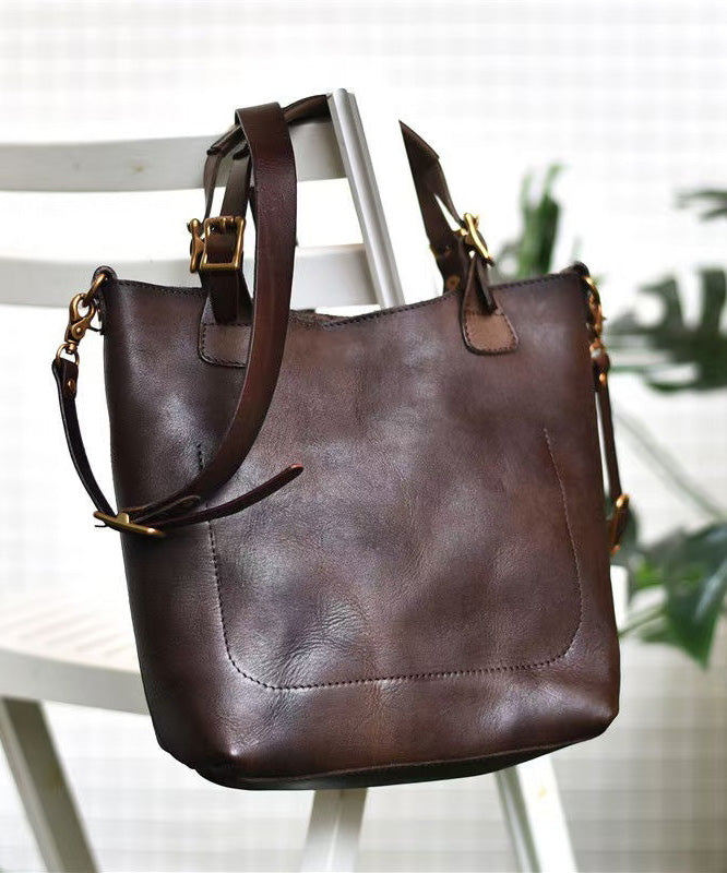 Leather Capacity Handbag Orange Women Large Tote