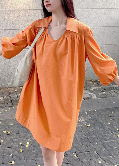 Shirts Pan Cotton Wrinkled Women Dresses Collar Peter Orange