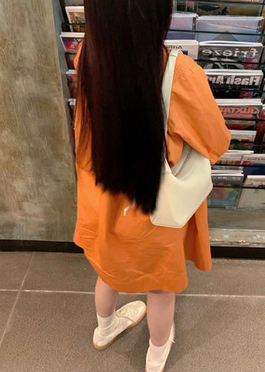 Shirts Pan Cotton Wrinkled Women Dresses Collar Peter Orange