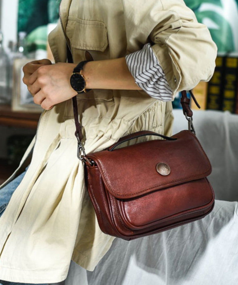Messenger Women Durable CrossBody Bag Orange Solid Leather