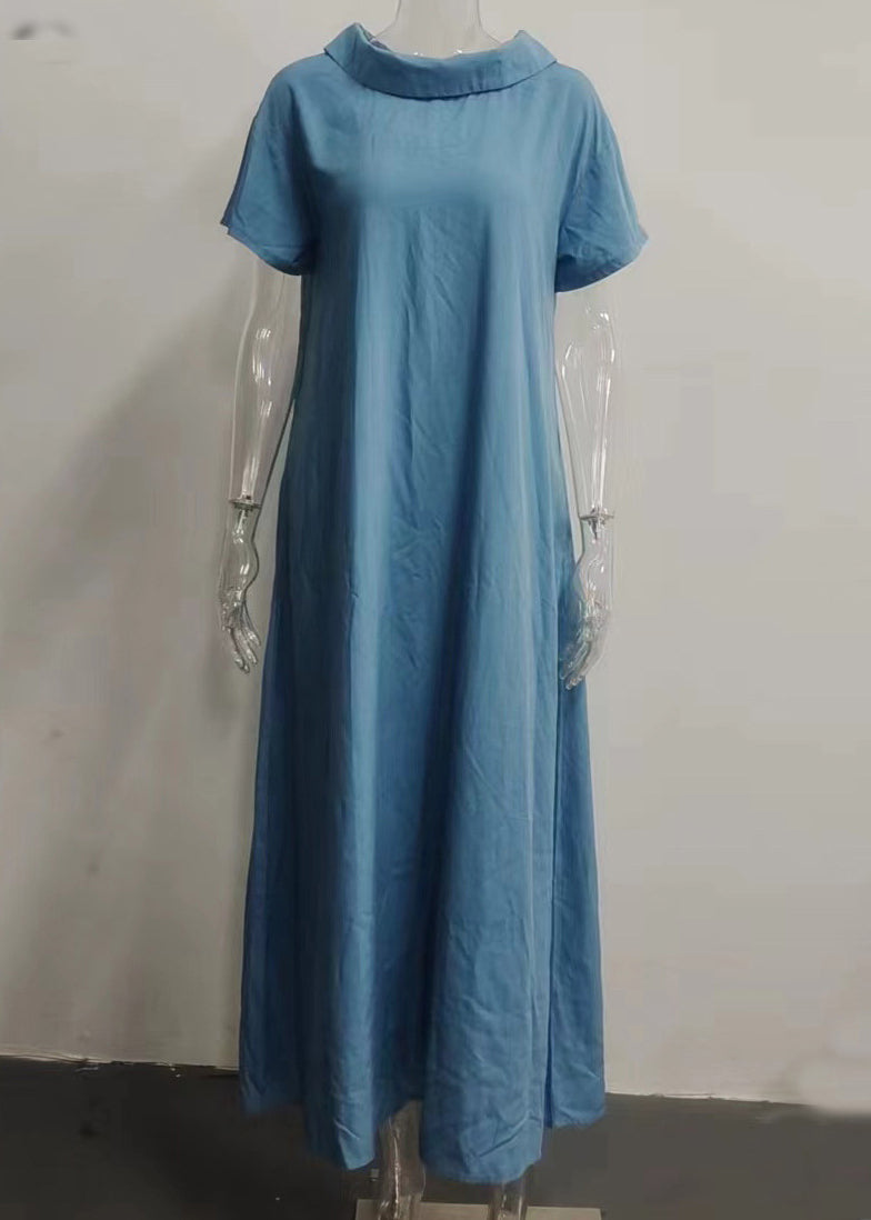 Neck Women Vacation Solid Long Dresses Pink Turtle Patchwork