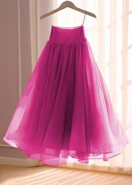 Chiffon Skirts Women Rose Waist Solid High Summer