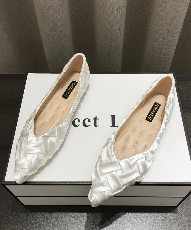 Comfy Women Toe Soft Shoes Flat Apricot Pointed