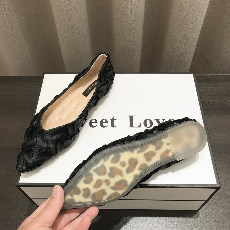 Comfy Women Toe Soft Shoes Flat Apricot Pointed