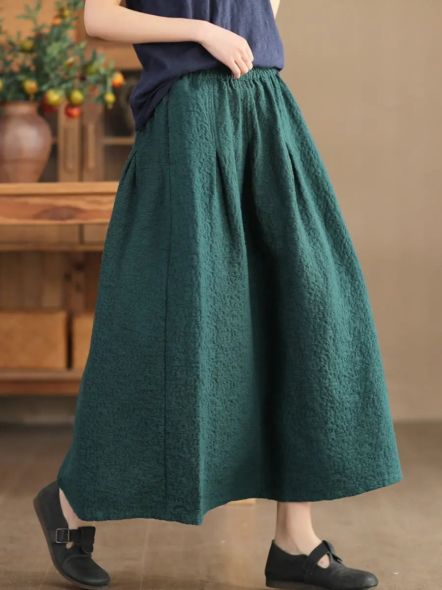 Women Spring Solid Artsy Commute Loose Skirt Ada Fashion