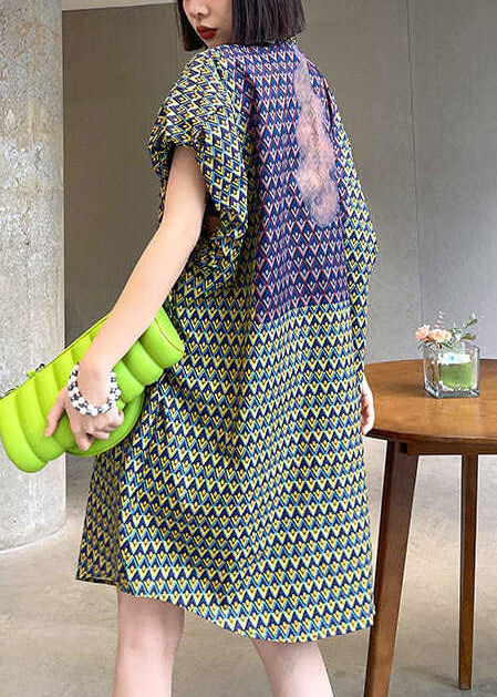 Puff Women Cotton Stand Print Dress Day Collar Sleeve