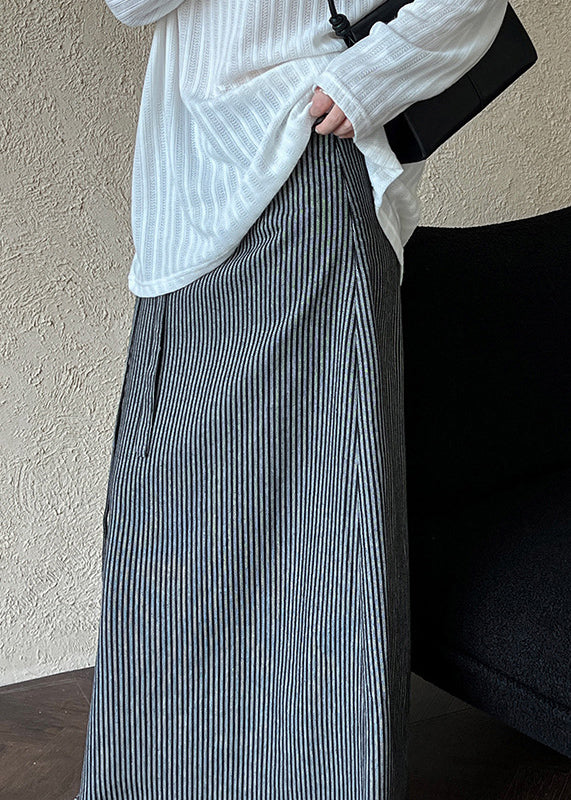 Women Striped High Waist Tie Waist Maxi Skirts QE065