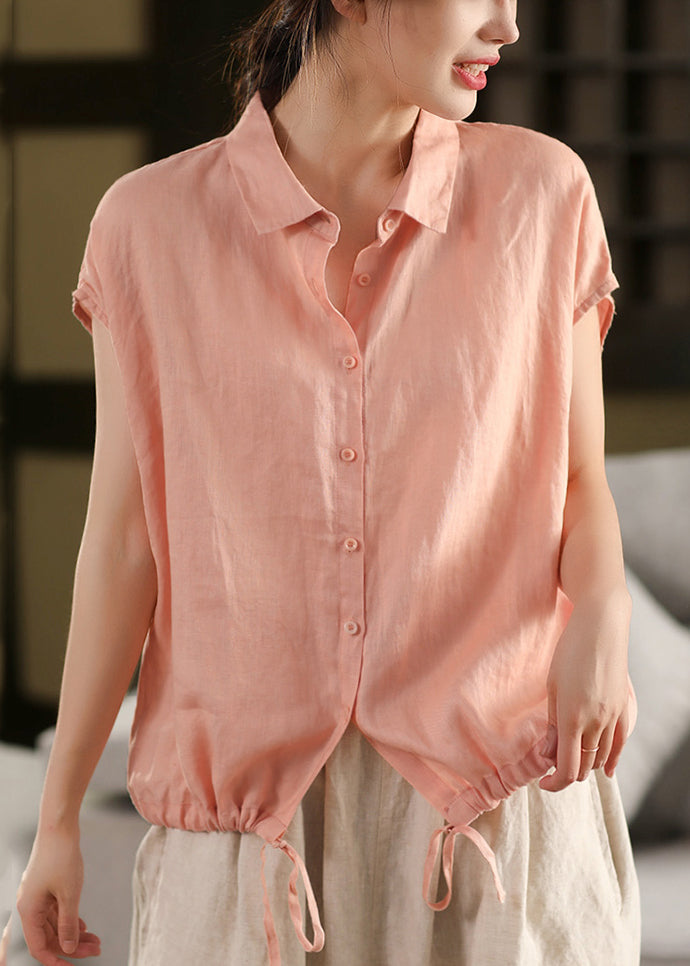 Linen Up Summer Women White Lace Blouse Pan Peter Collar