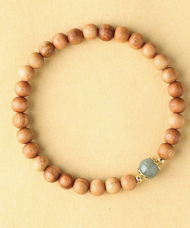 Bracelet en perles de jade jaune et acajou pour femme ZZ070