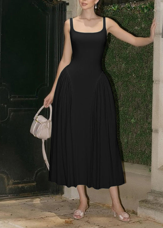 Dress Patchwork Women Yellow Cotton Collar Wrinkled Square Summer