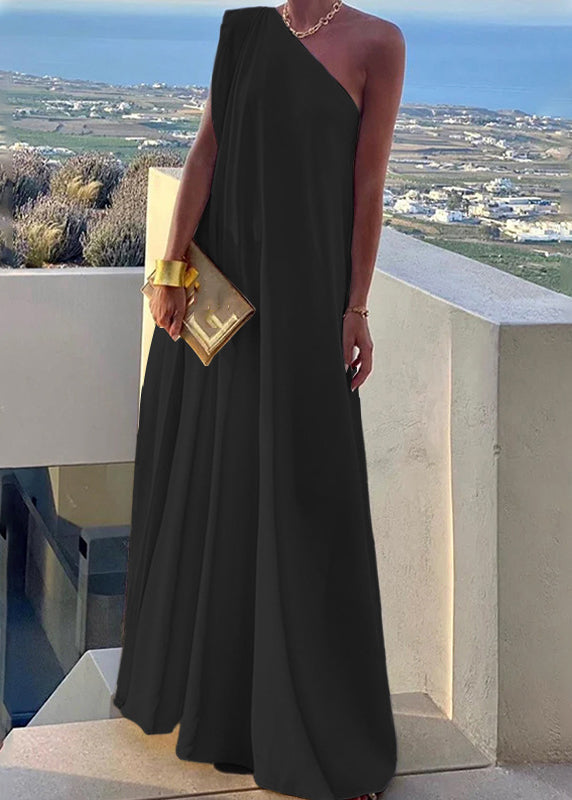 One Long Dress Shoulder Summer Women's Solid White