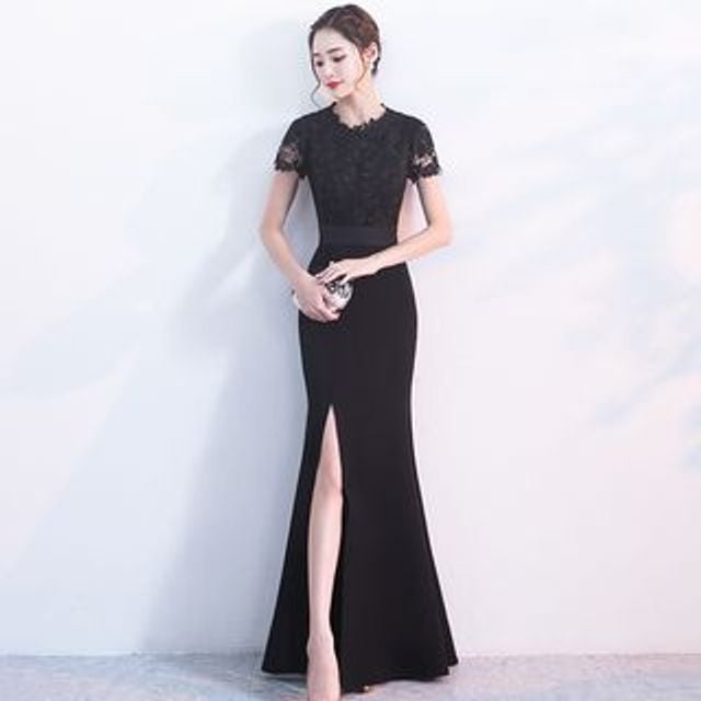 Short-Sleeve Mermaid Evening Gown