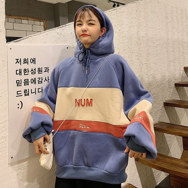 Colored Panel Letter Hoodie