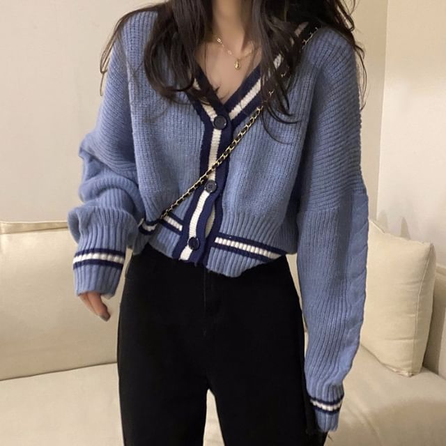 Trim Cardigan Contrast