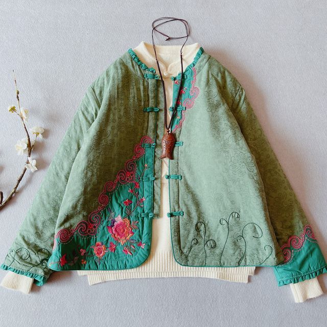 Floral Frog Buttoned Jacket