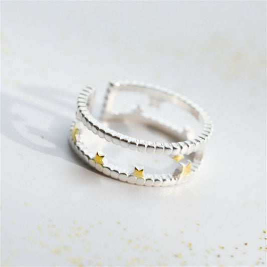 Sterling Star Open Layered Ring Silver