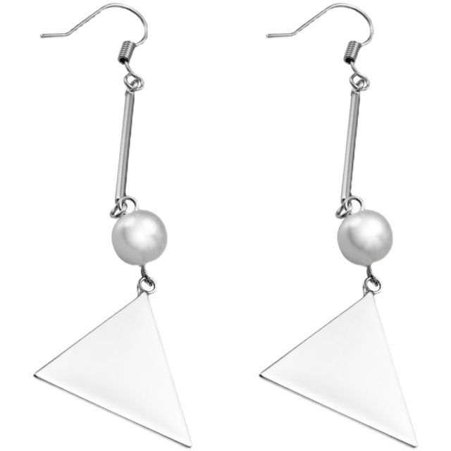 Earring Triangle Pearl Faux Dangle Sterling Silver